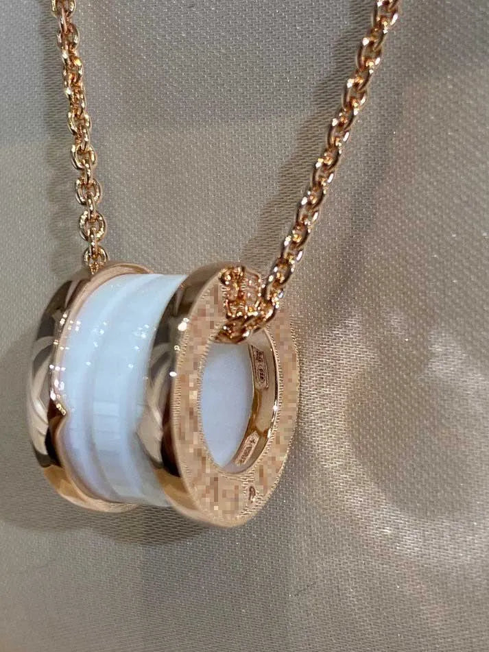 Pomuse ZERO 1 WHITE CERAMIC PINK GOLD NECKLACE