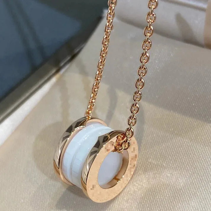 Pomuse ZERO 1 WHITE CERAMIC PINK GOLD NECKLACE