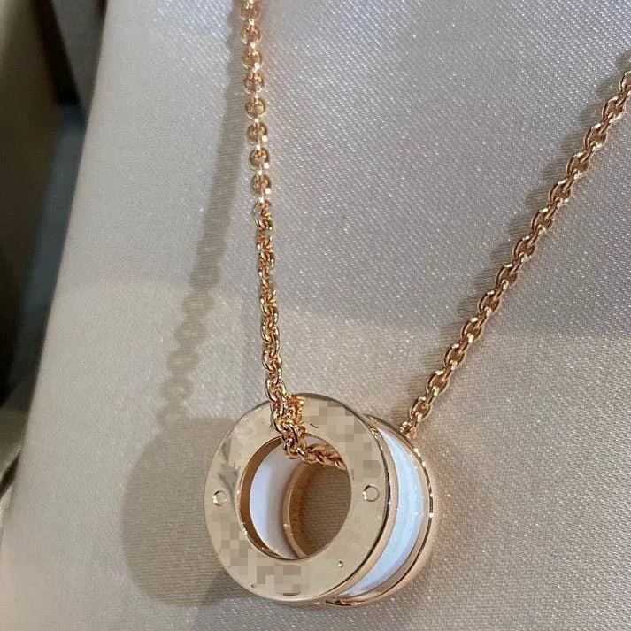 Pomuse ZERO 1 WHITE CERAMIC PINK GOLD NECKLACE