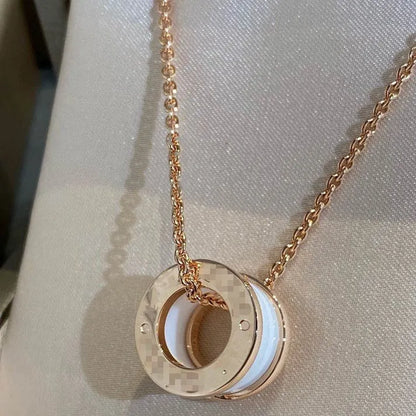 Pomuse ZERO 1 WHITE CERAMIC PINK GOLD NECKLACE