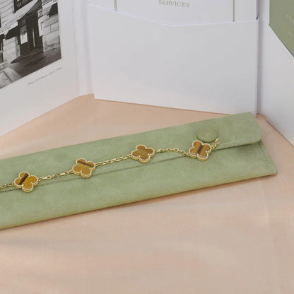 Pomuse CLOVER  5 MOTIFS TIGER EYE BRACELET