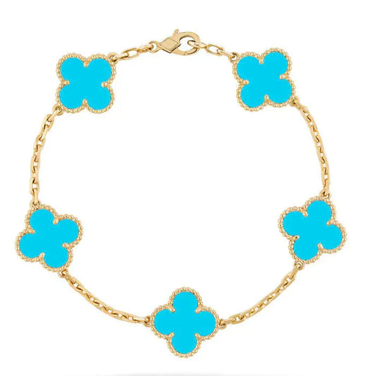 Pomuse CLOVER 5 MOTIFS TURQUOISE BRACELET