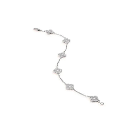 Pomuse CLOVER 6 MOTIF SILVER DIAMOND BRACELET