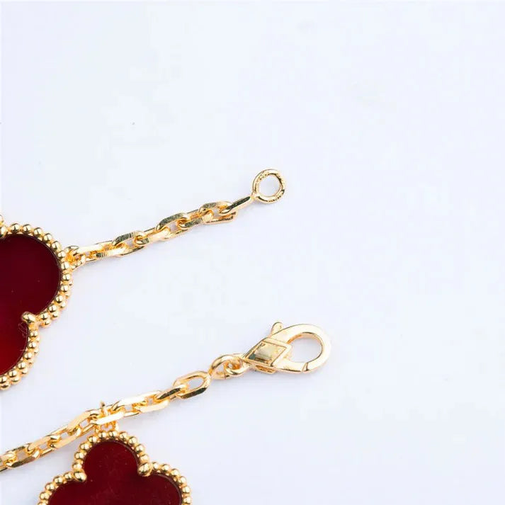 Pomuse CLOVER BRACELET 5 MOTIFS CARNELIAN TIGER EYE