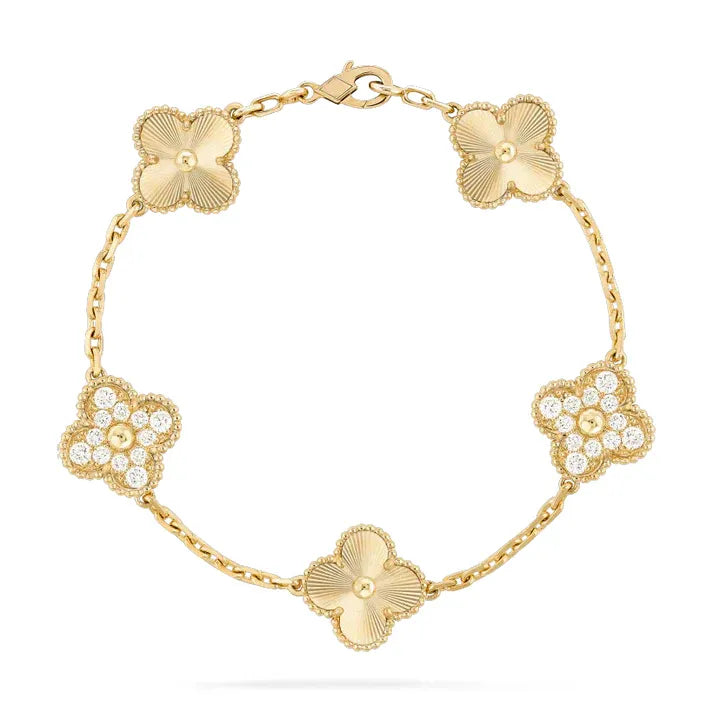 Pomuse CLOVER BRACELET 5 MOTIFS GOLD DIAMOND