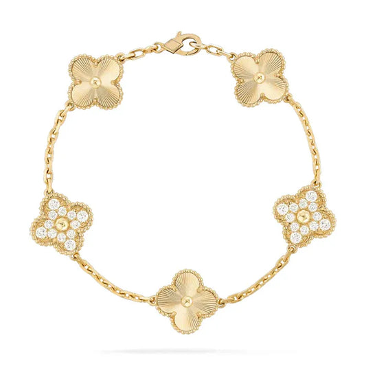 Pomuse CLOVER BRACELET 5 MOTIFS GOLD DIAMOND