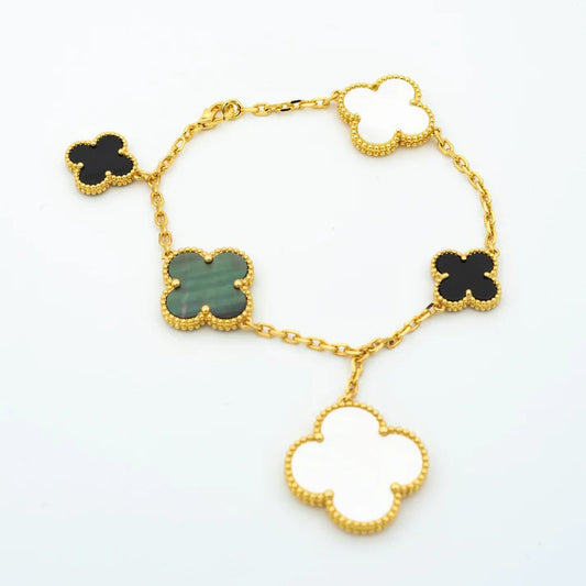 Pomuse CLOVER BRACELET 5 MOTIFS ONYX MOP