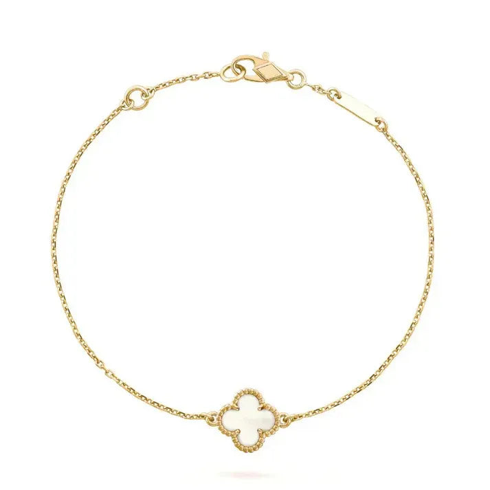 Pomuse CLOVER WHITE MOP SINGLE FLOWER BRACELET