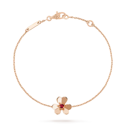 Pomuse FRIVOLE GOLD FLOWER PINK MALACHITE BRACELET