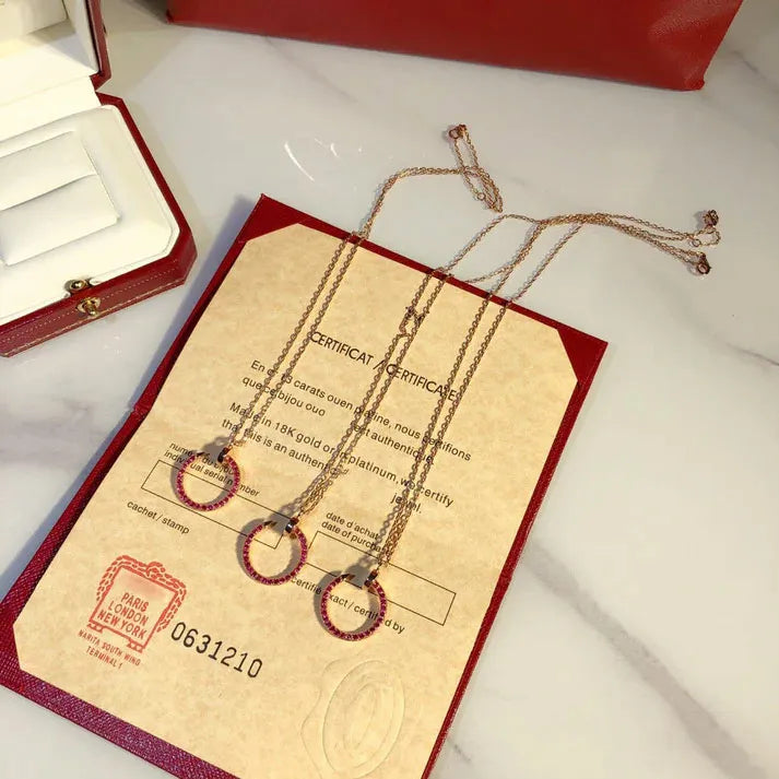 Pomuse JUSTE NECKLACE GOLD RED DIAMONDS