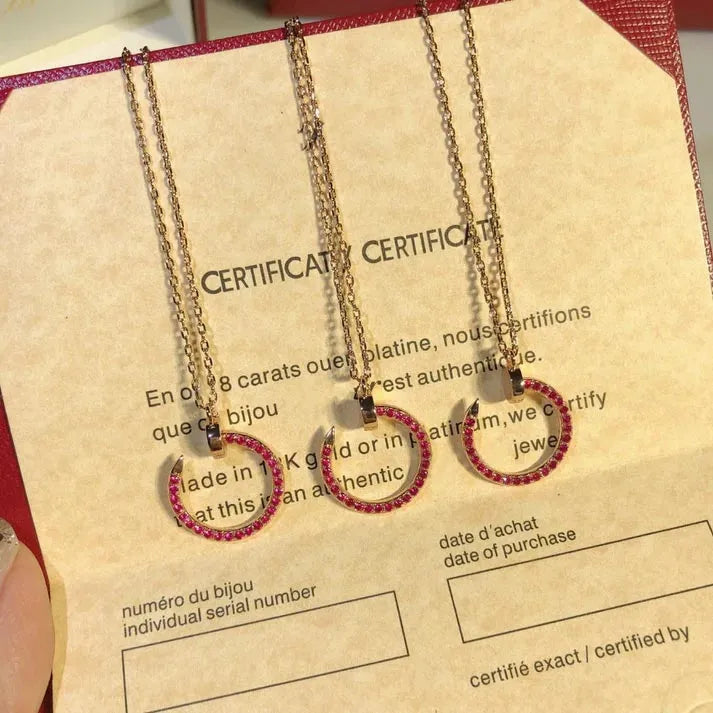 Pomuse JUSTE NECKLACE GOLD RED DIAMONDS
