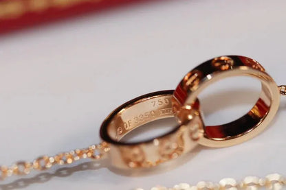 Pomuse LOVE NECKLACE PINK GOLD AND SILVER