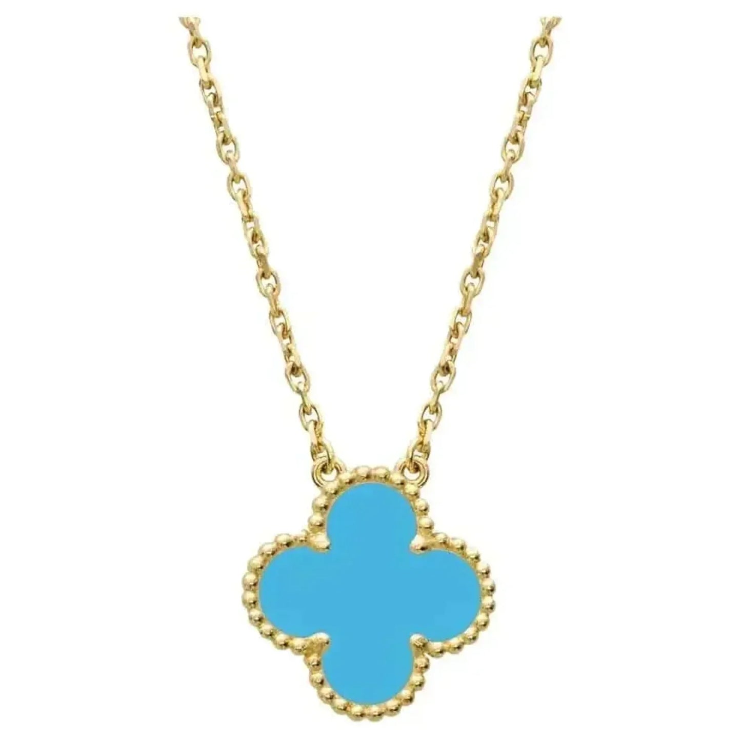 Pomuse CLOVER 15MM VINTAGE TURQUOISE NECKLACE
