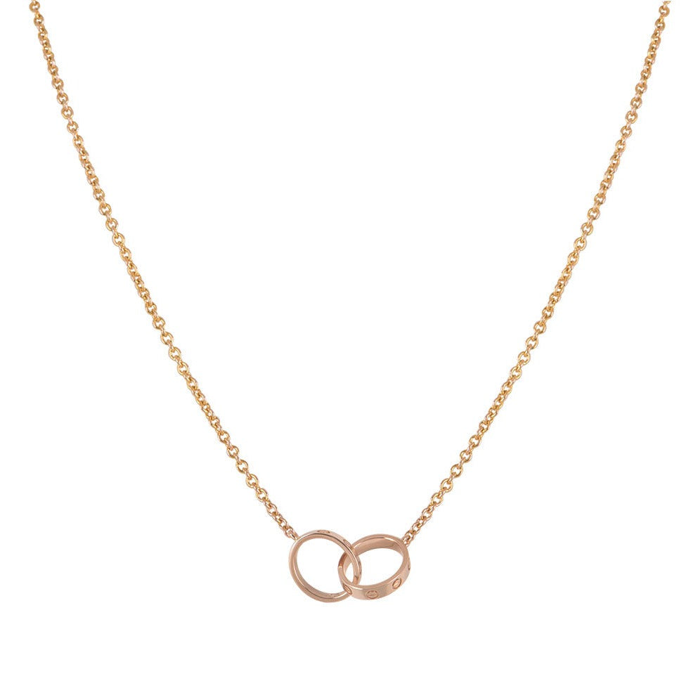 Pomuse LOVE NECKLACE DOUBLE RING PINK GOLD