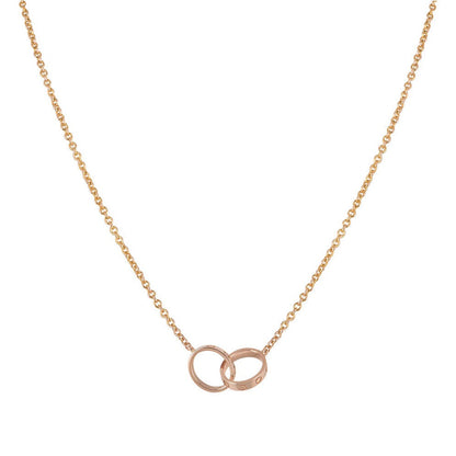 Pomuse LOVE NECKLACE DOUBLE RING PINK GOLD