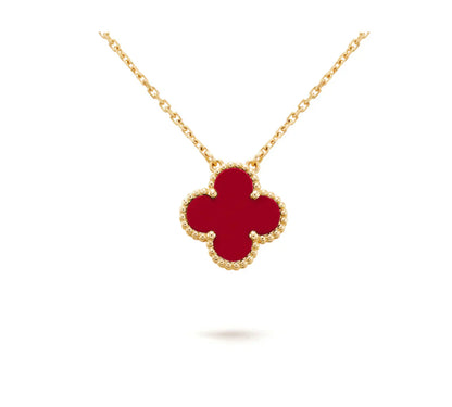 Pomuse CLOVER 15MM CARNELIAN SINGLE FLOWER NECKLACE