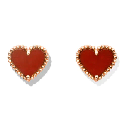 Pomuse HEART CARNELIAN STUD EARRINGS
