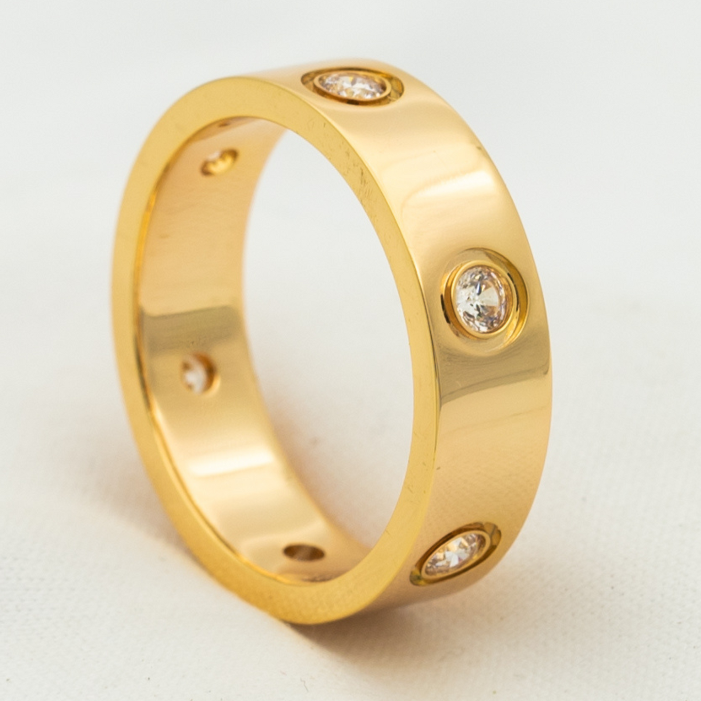 Pomuse LOVE RING 5.5MM 6 DIAMONDS PINK GOLD