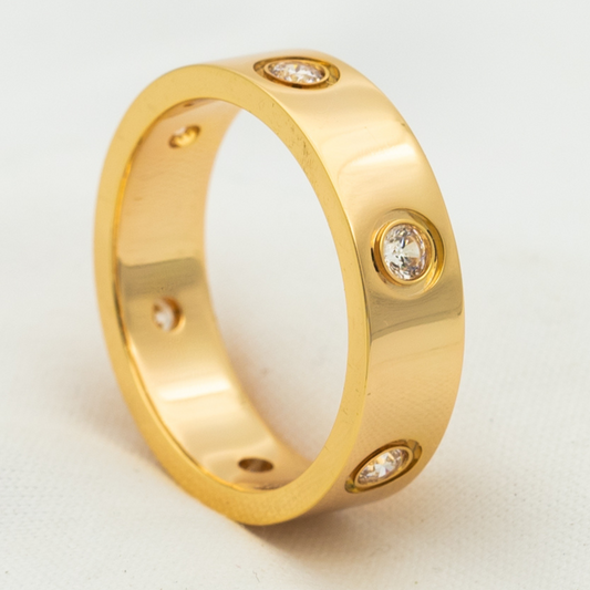 Pomuse LOVE RING 5.5MM 6 DIAMONDS PINK GOLD