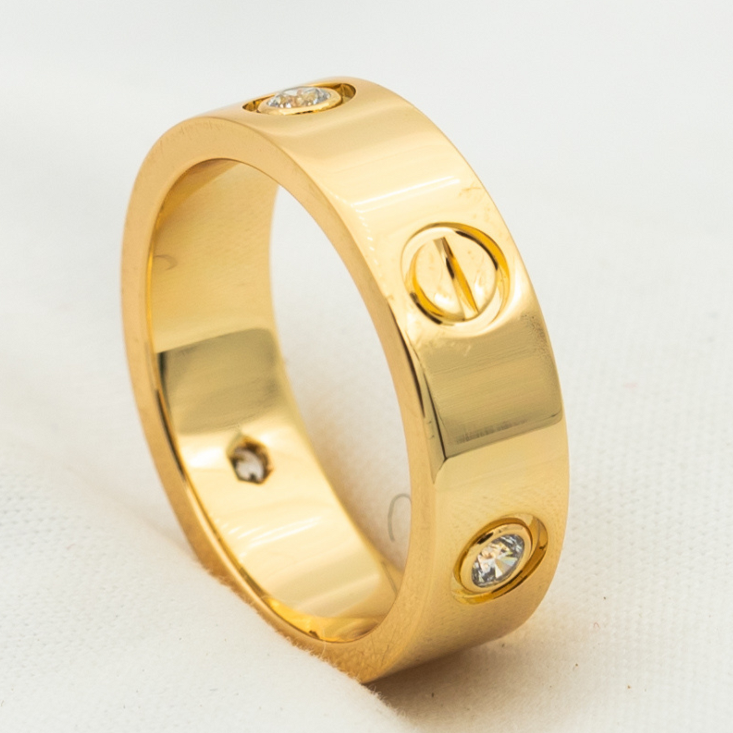 Pomuse LOVE RING 5.5MM 3 DIAMONDS PINK GOLD