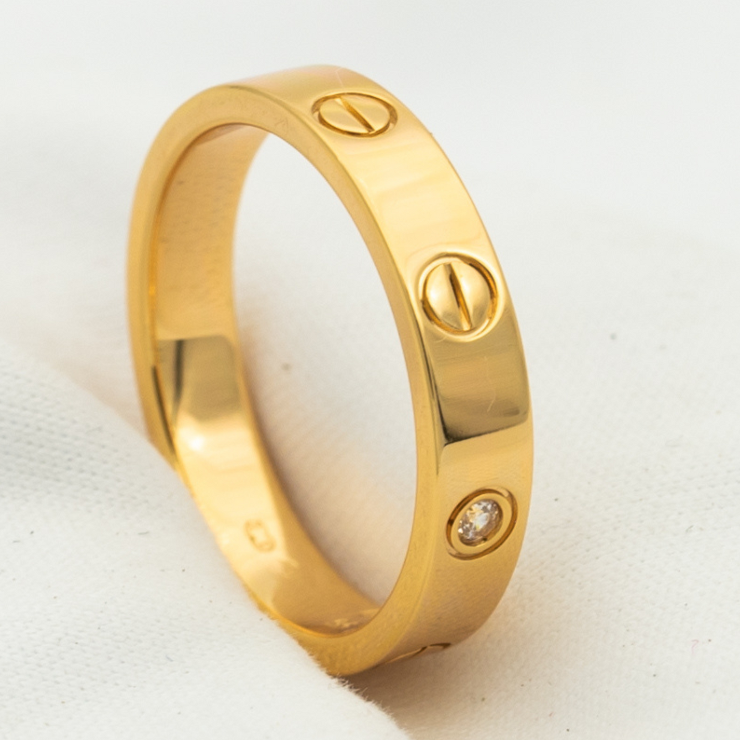 Pomuse LOVE RING 4MM 1 DIAMOND PINK GOLD