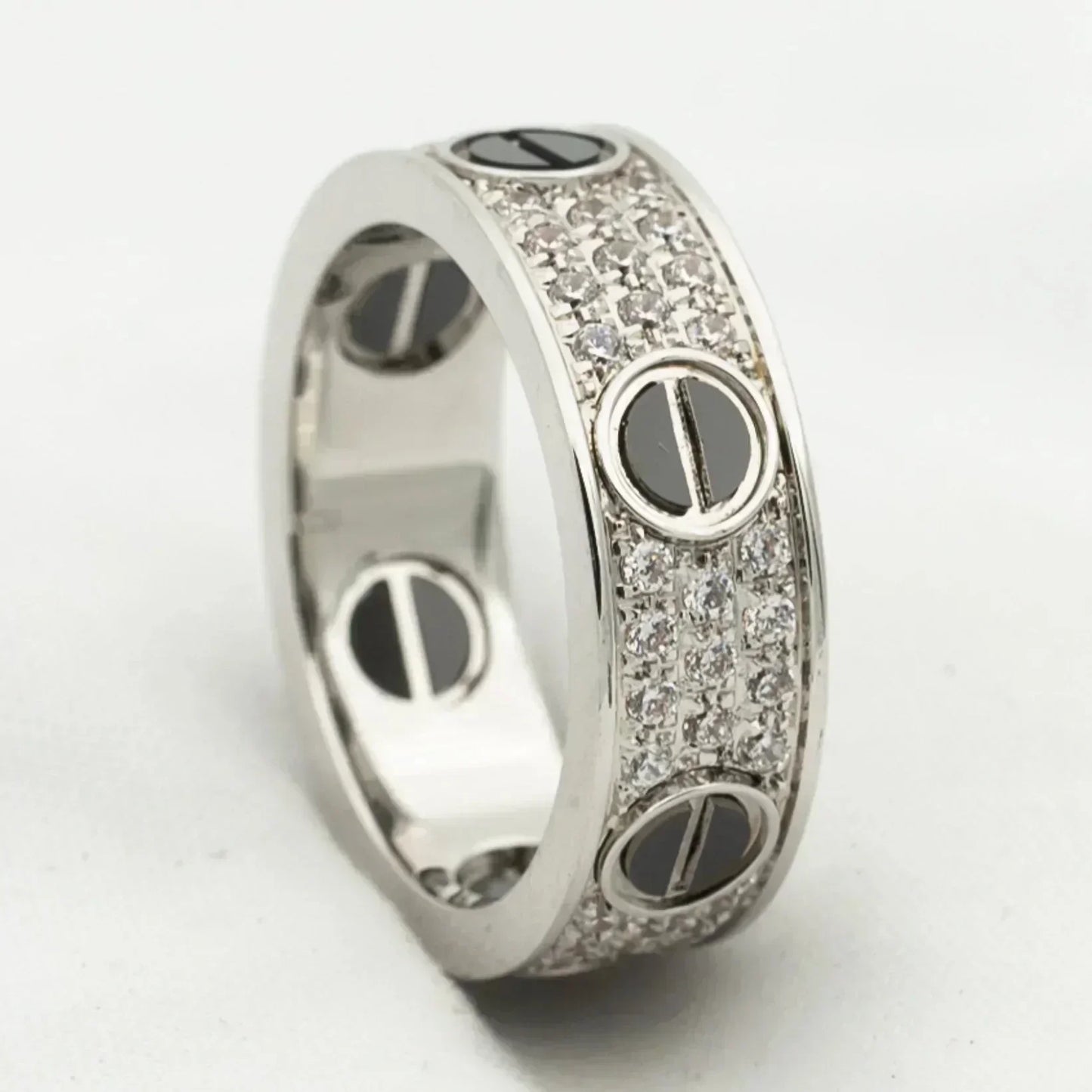 Pomuse LOVE RING 5.5MM DIAMONDS PAVED CERAMIC