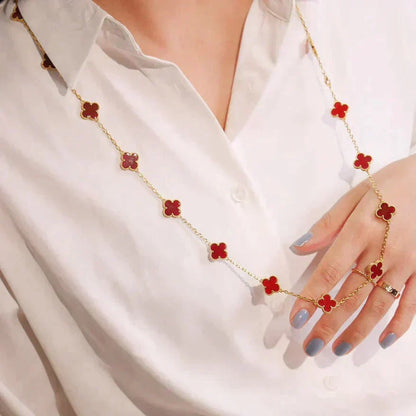 Pomuse CLOVER 20 MOTIFS CARNELIAN NECKLACE