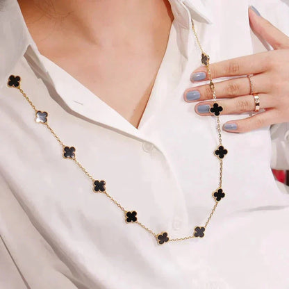 Pomuse CLOVER 20 MOTIFS ONYX NECKLACE