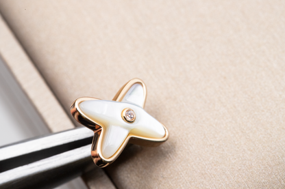 Pomuse JEUX DE WHITE MOP ROSE GOLD DIAMOND EARRINGS