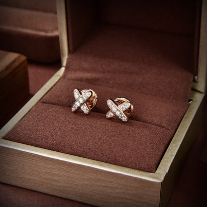 Pomuse JEUX DE GOLD DIAMOND EARRINGS