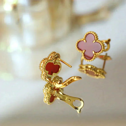 Pomuse CLOVER MEDIUM 1 MOTIFS CARNELIAN  EARRINGS
