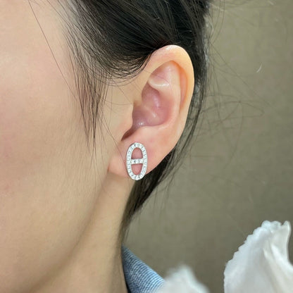 Pomuse HM FULL DIAMOND PIG NOSE STUD EARRINGS
