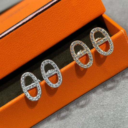 Pomuse HM FULL DIAMOND PIG NOSE STUD EARRINGS