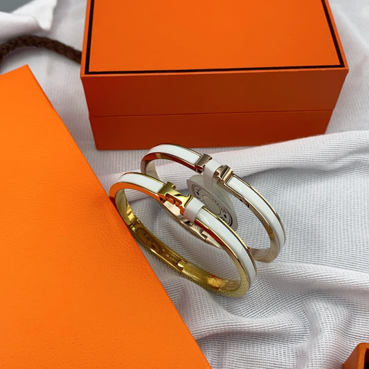 Pomuse CLASSIC HM CLIC WHITE 8MM ENAMEL BRACELET
