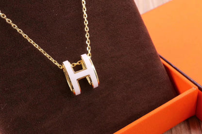 Pomuse H CLIC YELLOW ENAMEL GOLD NECKLACE