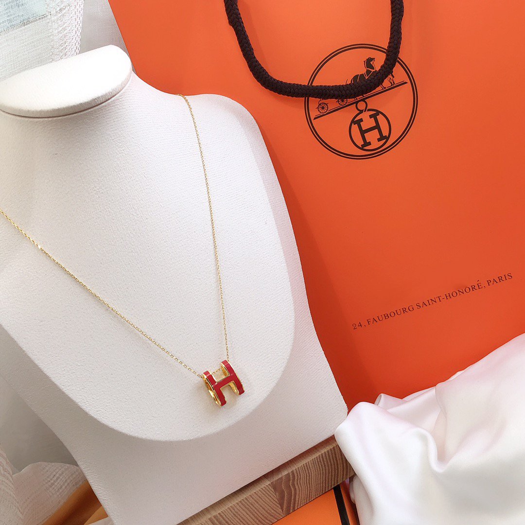 Pomuse HM CLIC RED ENAMEL GOLD NECKLACE