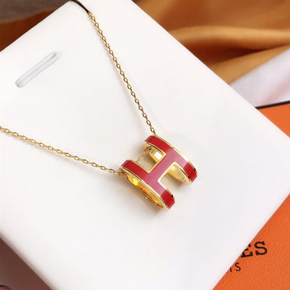 Pomuse HM CLIC RED ENAMEL GOLD NECKLACE