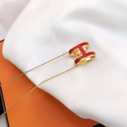 Pomuse HM CLIC RED ENAMEL GOLD NECKLACE