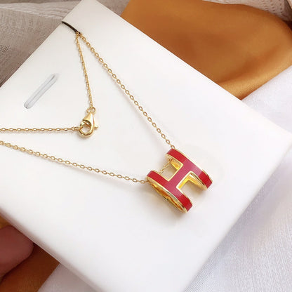 Pomuse HM CLIC RED ENAMEL GOLD NECKLACE