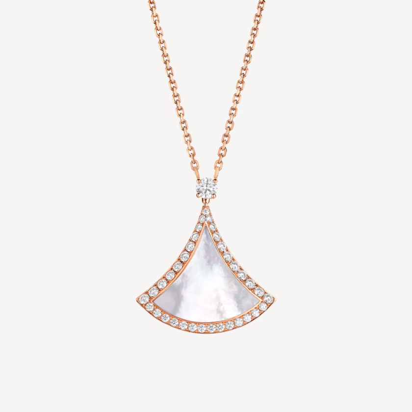Pomuse DREAM MOP DIAMOND PAVED PINK GOLD NECKLACE
