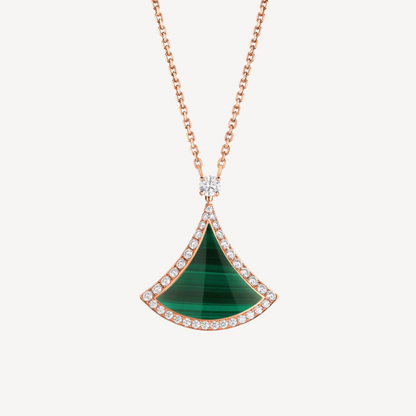 Pomuse DREAM MALACHITE DIAMOND PAVED PINK GOLD NECKLACE