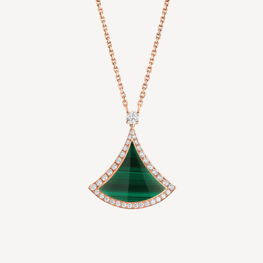 Pomuse DREAM MALACHITE DIAMOND PAVED PINK GOLD NECKLACE