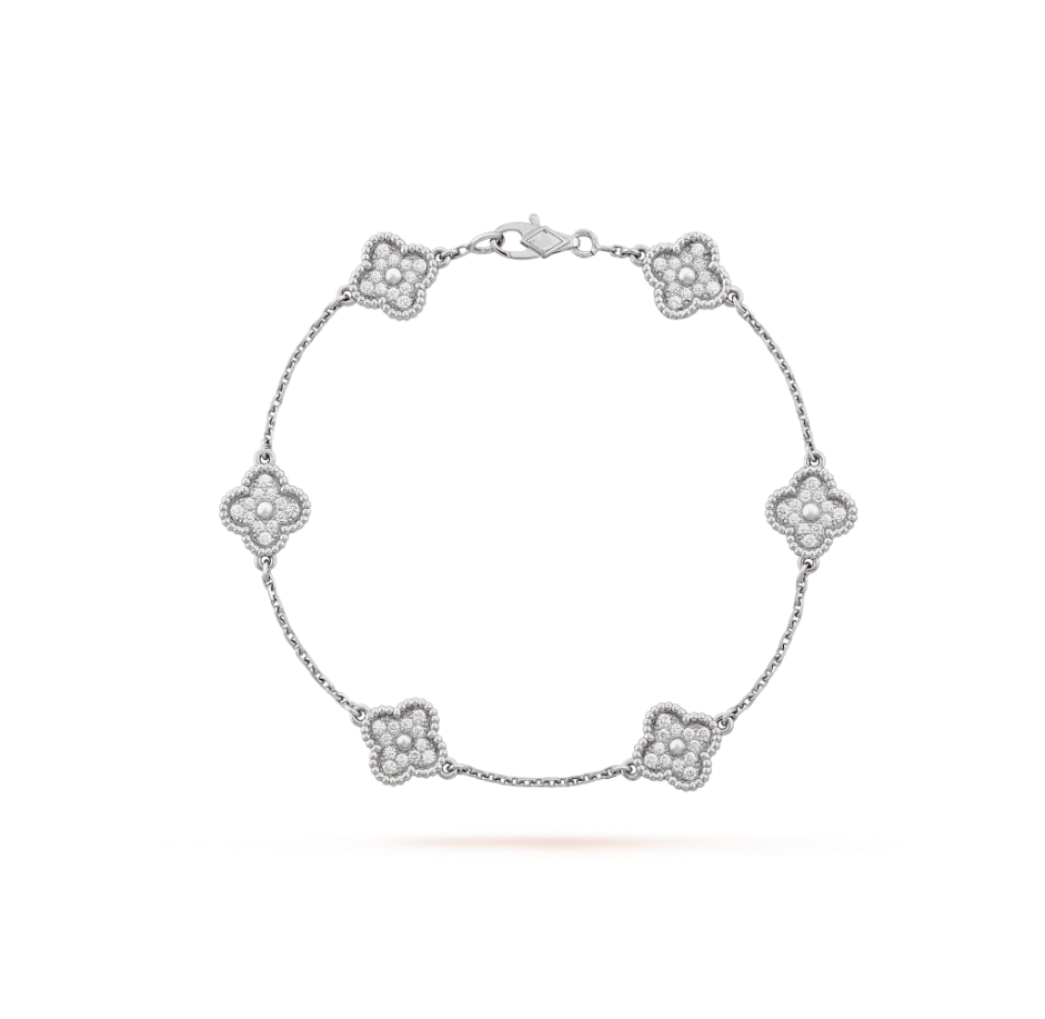 Pomuse CLOVER 6 MOTIF SILVER DIAMOND BRACELET