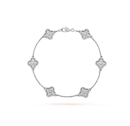 Pomuse CLOVER 6 MOTIF SILVER DIAMOND BRACELET