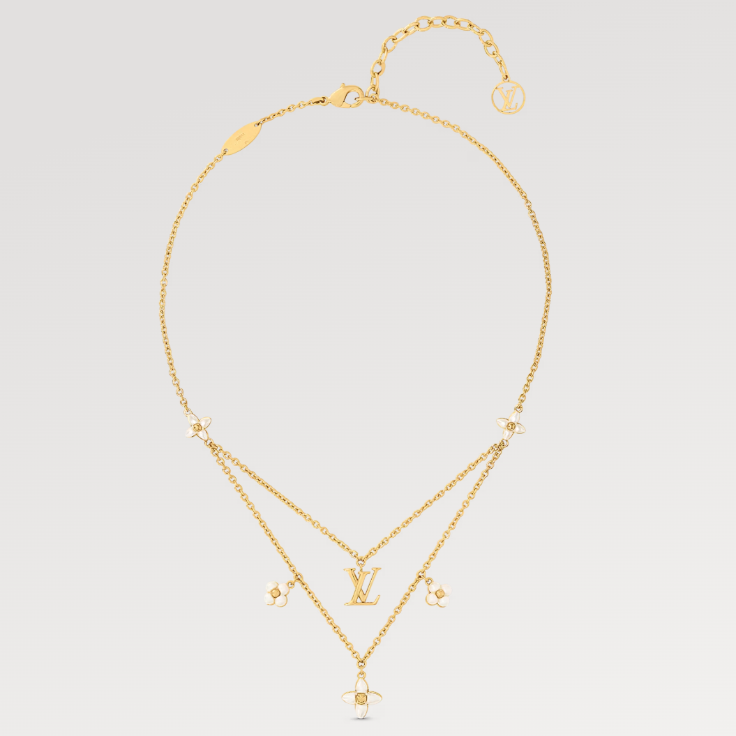 Pomuse FLOWERGRAM GOLD MOP DOUBLE ROW NECKLACE