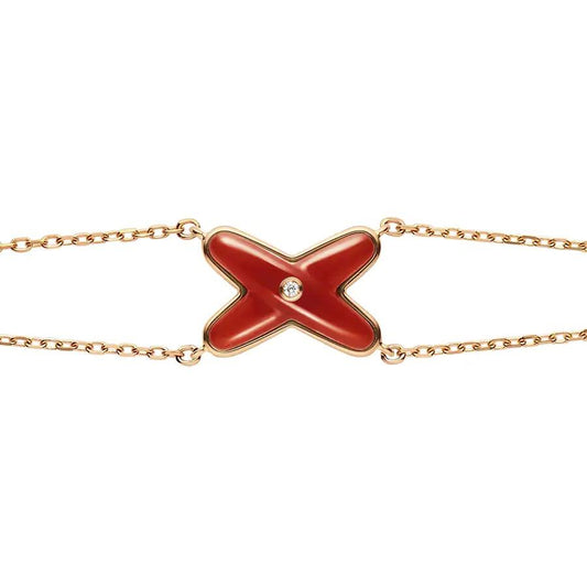 Pomuse JEUX BRACELET CARNELIAN PINK GOLD 1 DIAMOND