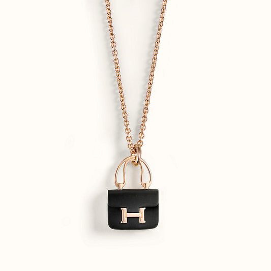 Pomuse CONSTANCE BLACK PEDANT PINK GOLD NECKLACE