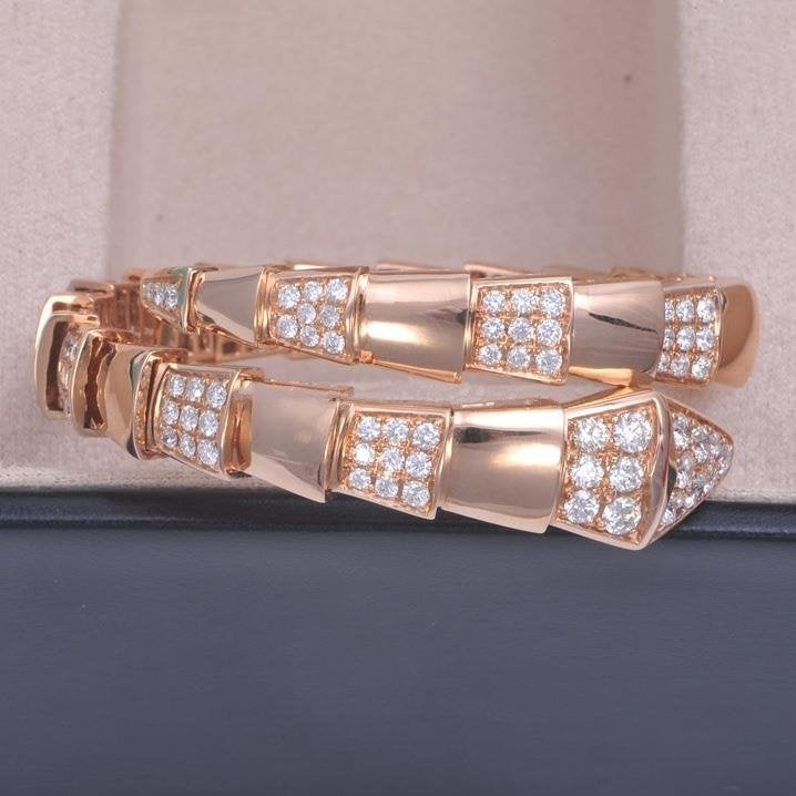 Pomuse SERPENTI WIDE BRACELET PINK GOLD DIAMOND