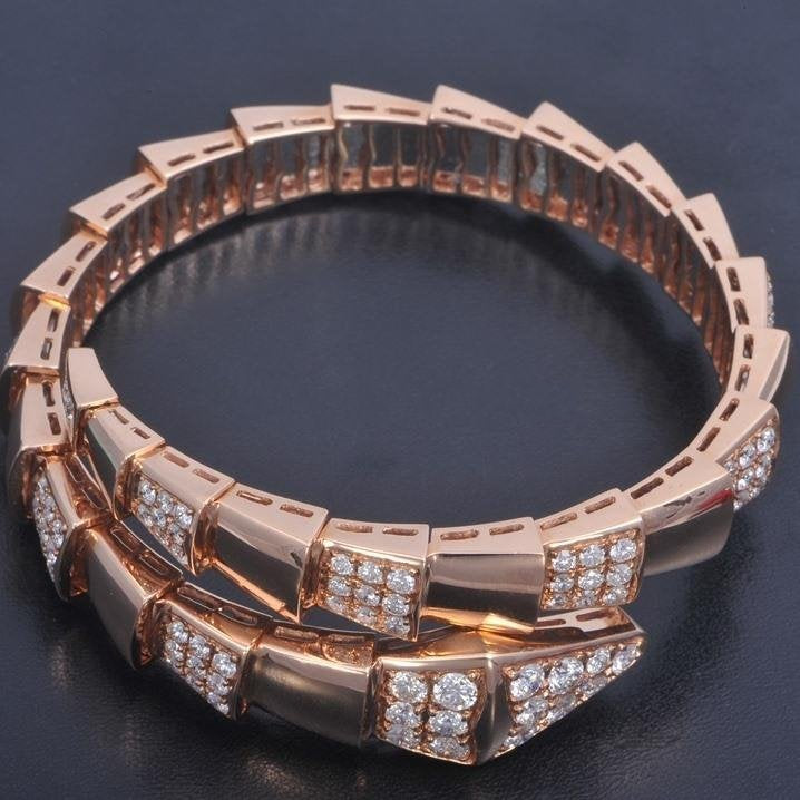 Pomuse SERPENTI WIDE BRACELET PINK GOLD DIAMOND