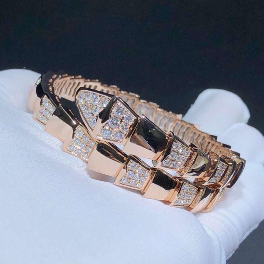 Pomuse SERPENTI WIDE BRACELET PINK GOLD DIAMOND